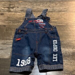 Lee cooper Dark Blue baby toddler Overalls with red and White Accents 12 months